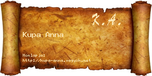 Kupa Anna névjegykártya